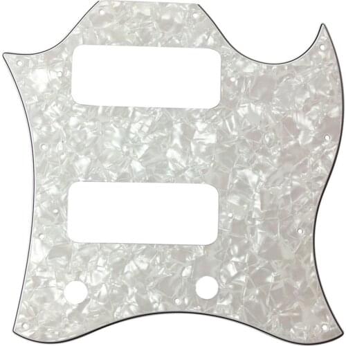 Pleroo Custom Guitar pickgaurd - For Standard SG Style With P90 Pickups Guitar pickguard Scratch Plate, 4 Ply White Pearl
