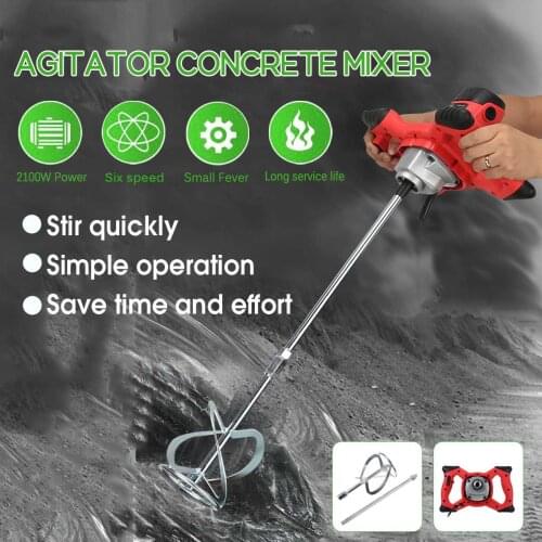 Industrial Grade Mixer 2100W 6 Gear Adjustable Speed Paint Cement Plaster Mortar Coating Mixer Putty Powder Mixing Machine 220V