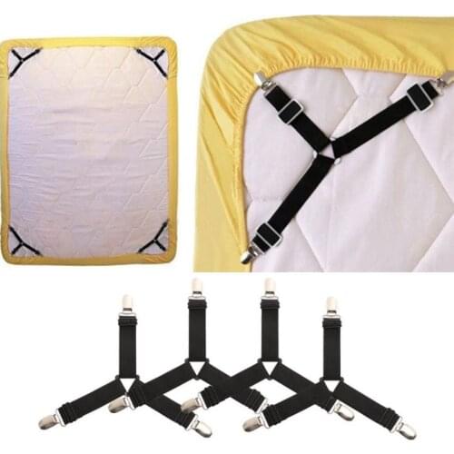 4PCS Adjustable Elastic Mattress Cover Corner Holder Clip Bed Sheet Fasteners Straps Grippers Suspender Cord Hook Loop Clasps