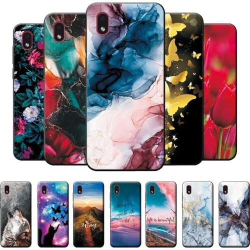 For Samsung Galaxy M01 Core Case Silicon For Samsung M01 Core Soft TPU Bumper M 01 M01Core Floral Painted Case Black Phone Cover