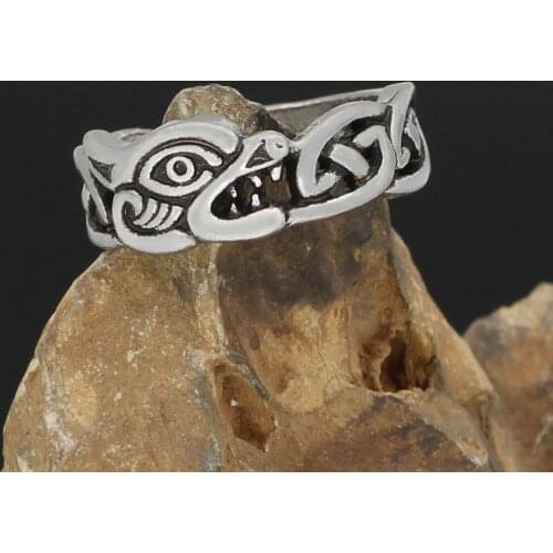 Nordic viking Scandinavian knot ring with valknut gift bag size 9