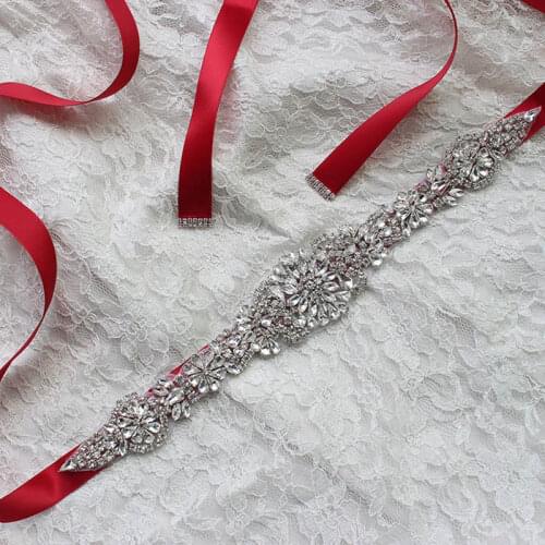 Ceinture Strass Crystal Wedding Belts Satin Rhinestone Wedding Dress Belt Wedding Accessories Bridal Ribbon Sash Belt B09