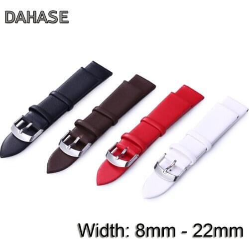 8mm 10 12 13 14 15 16 17 18 19 20 21 22mm Ultra Thin Watch Strap Simple Replacement Genuine Leather Band for Samsung Amazfit