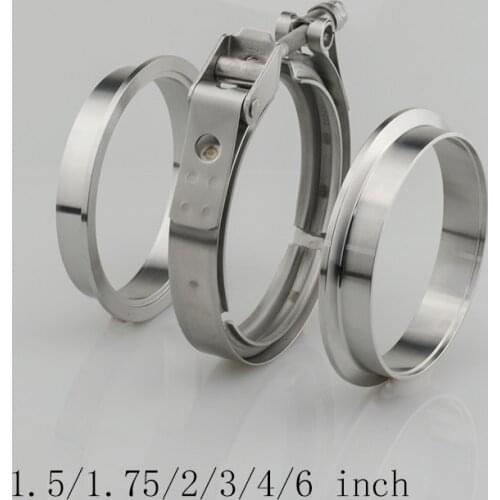 V-Band Clamp 1.5‘’/1.75‘’/2‘’/3‘’/4‘’/6‘’ Male/Female Flange Kit V-band Stainless Steel Turbo Exhaust Pipes Car Accessories