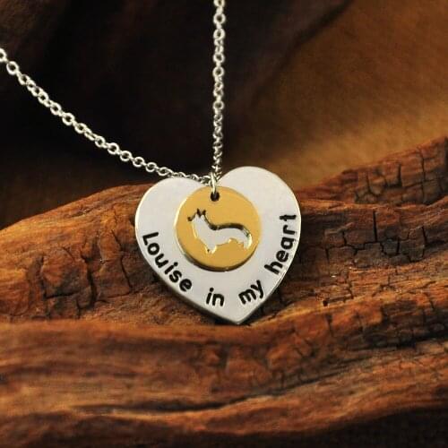 Welsh Corgi Necklace,Dog in My Heart,Dog Charm, Dog Silhouette Charm,Personalized Dog Necklace