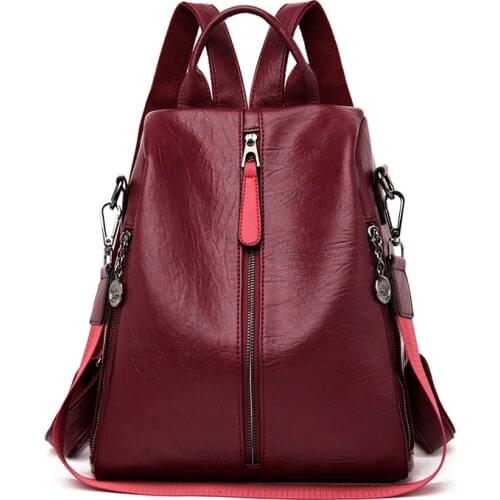 High Qualtiy Durable Soft Leather Backpack Luxury Anti Theft Soft Leather Women Backpack Fashion Casual Women Travel Backpack