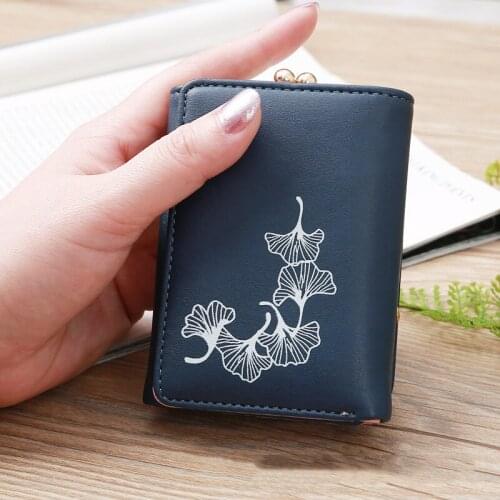 Women Fahion Ginkgo Leaf Mini Hasp Wallet Card Bag Coin Change Purse Credit Bank ID Card Holders Case Cover Wallet Hand Bag