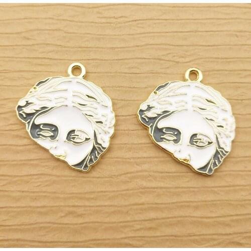 10pcs 25x25mm enamel human face charm for jewelry making crafting fashion earring pendant cute necklace charm bracelet charms
