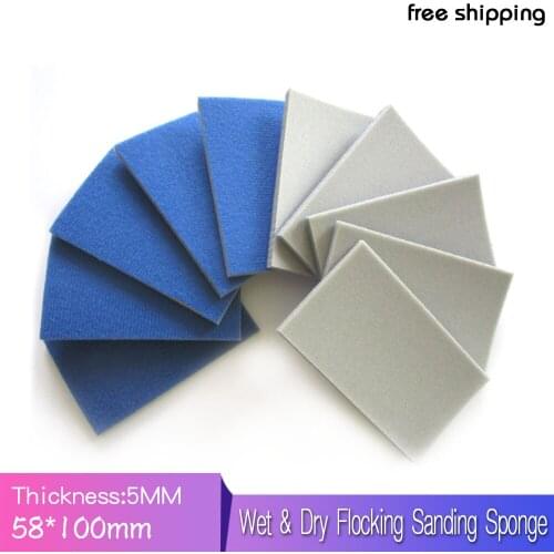 10PCS Wet & Dry Flocking Sanding Sponge Self-adhesive Disc Sandpaper Rectangular 58*100MM 300-3000 Grit Polishing Grinding Tools