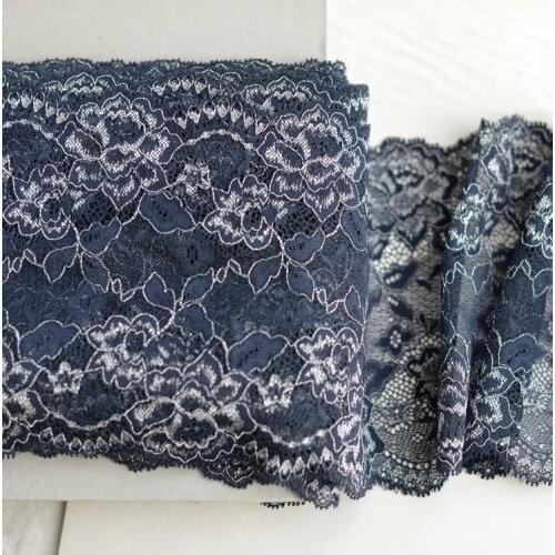 2 Meters Hot Sale 10cm Embroidered Elastic Navy Blue Lace Fabric Apparel Sewing Dress Bra Skirts Patchwork Accessories