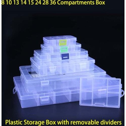 5/8/10/13/15/24/28/36 Compartment Can Be Disassembled Transparent Plastic Storage Box Case Home Organizer Jewelry Beads Boxes