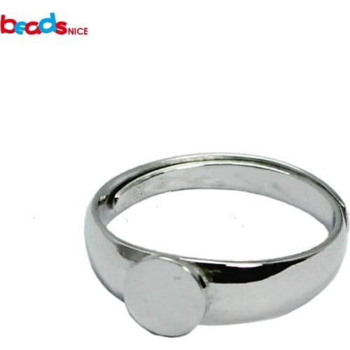 Beadsnice fashion DIY 925 silver ring with flat round pad 6mm wholesale accessories rings handmade jewelry women ID 33486