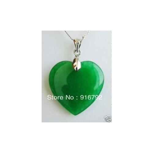 Free shipping *******Green stone Heart Shape Silver Pendant /necklace