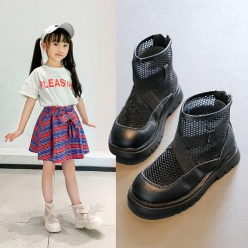 Girls Boots Cut-Outs Hollow Out Solid Breathable Children Shoes Platforms Soft Sole Anti-Slippery Gladiator Boots for Kids 2021