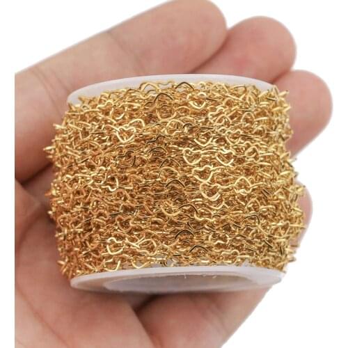 1 Meter Stainless Steel Gold Love Diy Heart Chain Necklace Chains for Jewelry Making Findings Supplies Wholesale Metal Stamping