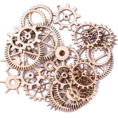 36pcs 20-36mm Wooden DIY Mixed Wheel Gear Blank Hollow Art Craft Home Decor Lightweight Delicate Wheel Gear Handmade Craft Home