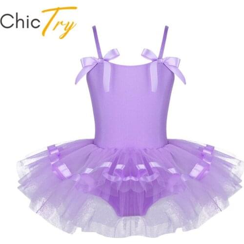 ChicTry Children Girls Ballet Tutu Dance Dress Spaghetti Straps Gymnastics Ballet Leotard Kids Stage Performance Dance Costume