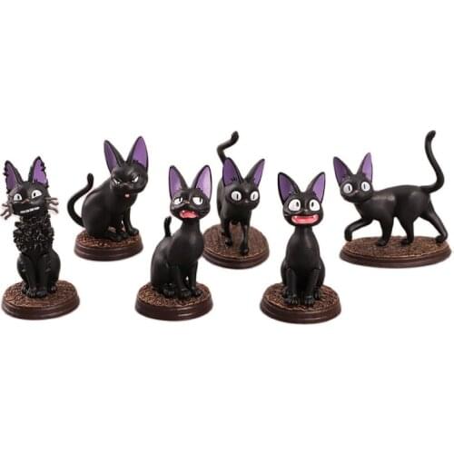 6.5CM Height 6pcs/set Kikis Delivery Service Black Cat Jiji Min PVC Action Figure Collectible Model Toys Figures