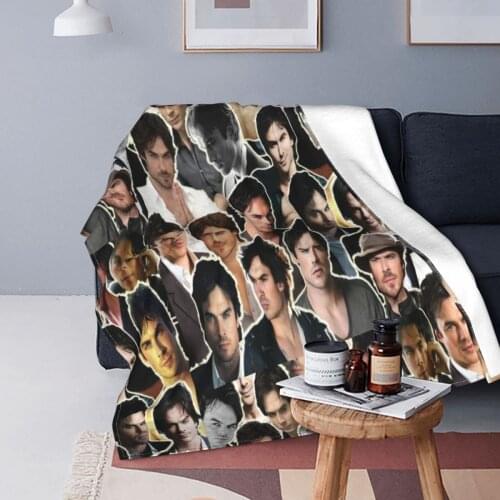Ian Somerhalder Damon Blanket Fleece Textile Decor The Vampire Diaries Super Soft Throw Blanket for Sofa Car Plush Thin Quilt