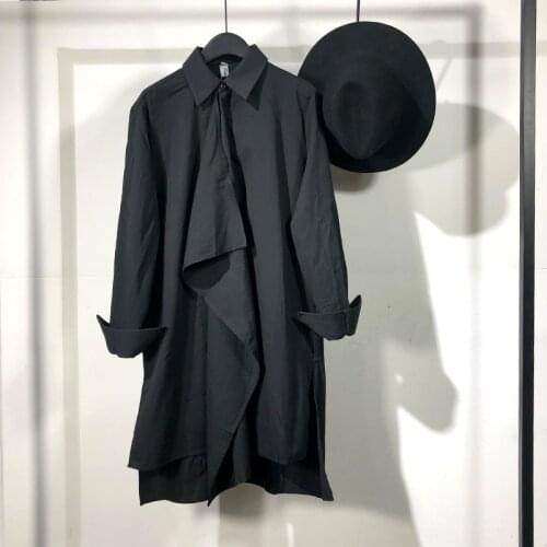 Owen seak Men Casual Shirt Gothic Mens Clothing Hip Hop Tops Tees Autumn Oversized High Streetwear Long Sleeves Black Shirt