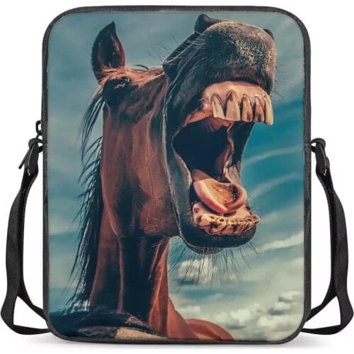 HYCOOL Funny Horse Print Women Shoulder Bag New Bag For Women 2021 Puppy Dog Husky Messenger Bags Girls Crossbody Bags Bolso