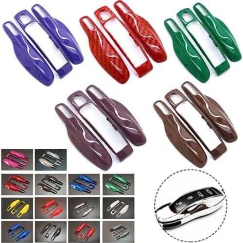 Car Smart Remote Key Case Fob Covers Set Shell For Porsche Panamera Spyder Carrera Macan Boxster Cayman Cayenne 911 970 981 991