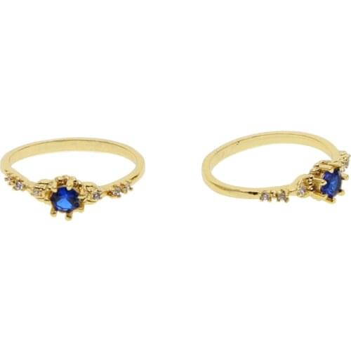 2018 Minimal Small ring light blue stone CZ thin band fashion women stack Midi finger rings factory wholesale Chic jewelry