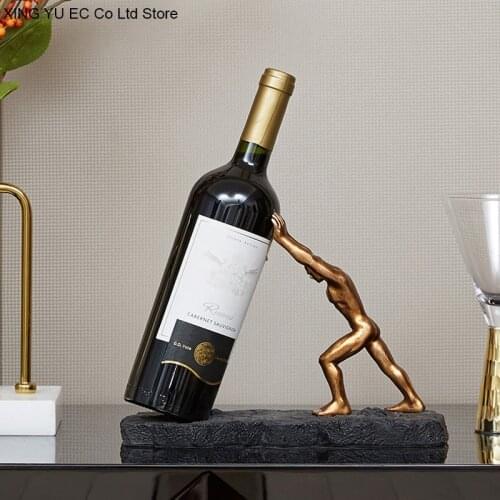 Creative Abstract Bronzer Character Wine Rack Decoration European-style Crafts Home Decoration Living Room Desktop Decoration