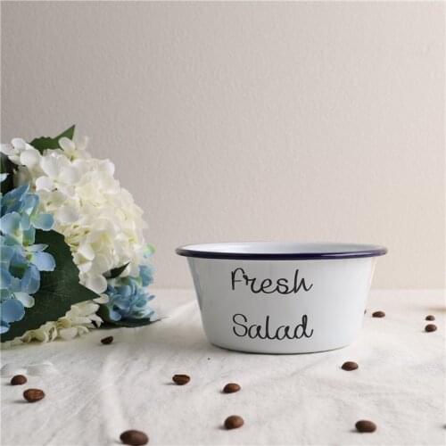 15cm Finland Retro French Dessert Bowl Blue Edge Small Bowl Rice Bowl Pudding Bowl Salad Bowl