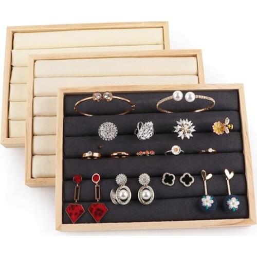 Multifunctional Wooden Jewelry Tray Jewelry Display Organizer Holder Case Earring Storage Box for Bracelet Necklace серьги
