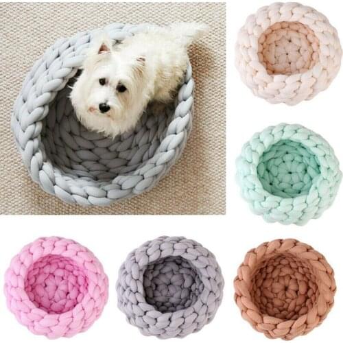 Fashion Warm Knitting Cotton Large Pet Dogs Cats Bed Mats Solid Color Soft Kennel Mat Puppy Cushion