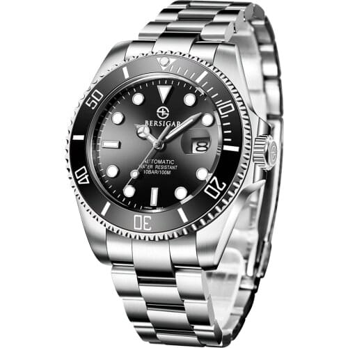 BERSIGAR Mens Watch Automatic Stainless Steel Mens Waterproof watches Business Mechanical Watch Erkek izle Relogio Masculino