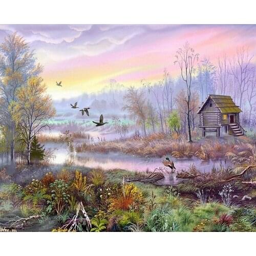 A15640 11CT/14CT/18CT/25CT/28CT oil scenery patterns Counted Cross Stitch DIY Cross Stitch Kits Embroidery Needlework Sets