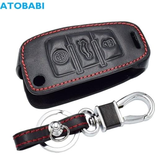 Real Leather Car Key Cover For Audi Sline A3 A5 Q3 Q5 A6 C5 C6 A4 B6 B7 B8 TT 80 S6 3 Buttons Folding Remote Fob Protector Case