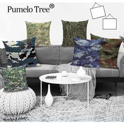 Cushion Cover 45X45 Irregular Abstract Pattern Painted on Linen Cover Decorative Pillows Green Plants Pillowcases Cover for Sofa