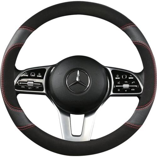 Anti Slip Car Suede Cow Steering Wheel Cover for Mercedes Ben AMG 38cm Models A C CLA E GLA GLC GLE S B CLS Class Accessories