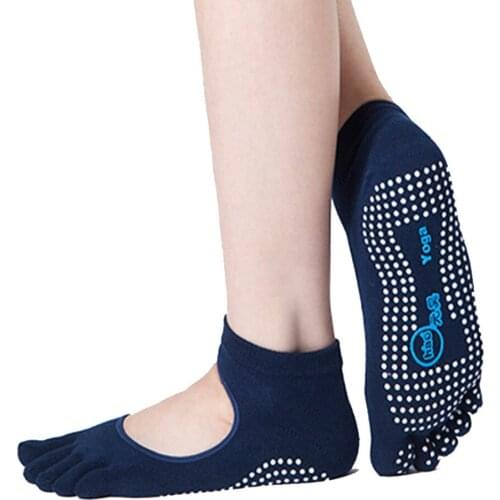 Sock Slippers for Women Socks Five Finger Anti-Slip Pilate Backless Socks Lady Sports Fitness Healthy Gym Ladies Socks