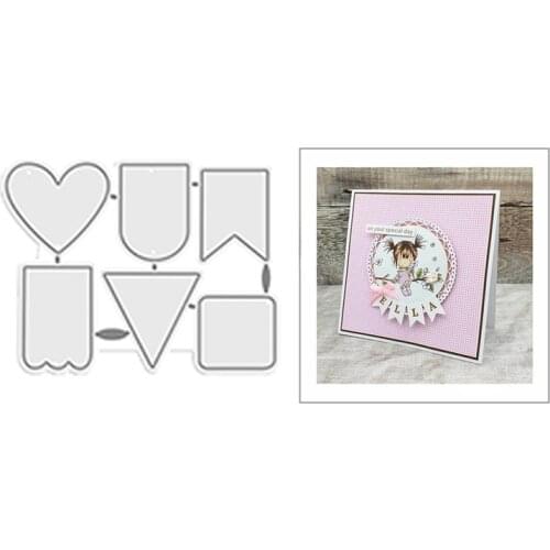 2021 New Heart Flag Square Label Metal Cutting Dies for DIY Scrapbooking Decor and Card Making Paper Craft Embossing No Stamps