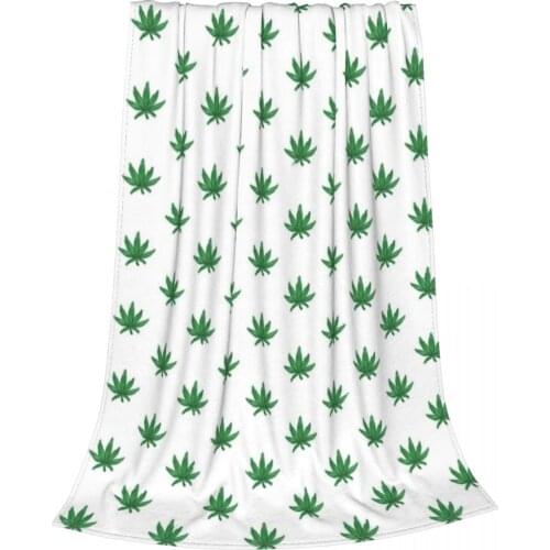 Weed Leaf Green Grass Blankets Fleece Summer Nature Multifunction Lightweight Throw Blankets for Bedding Couch Bedding Throws
