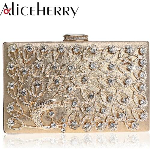 Luxury Famous Brands Women Party Bags Handmade Peacock Diamond Crystal Lady Evening Clutch Bag Day Clutches Wedding Box Purse