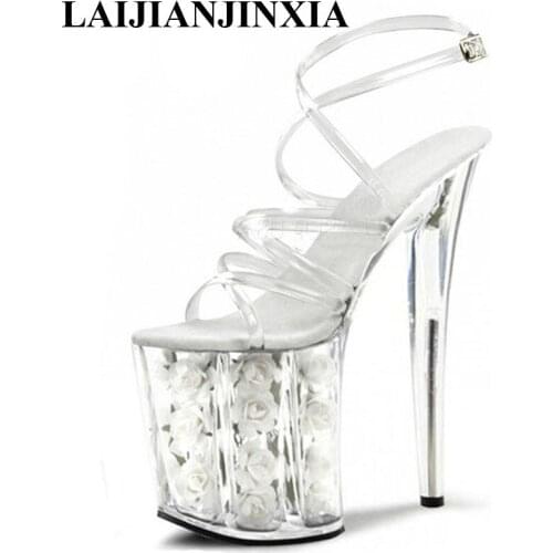 LAIJIANJINXIA 20 centimeters high heel sandals, pole dancing shoes, interest temptation crystal high-heeled Dance Shoes