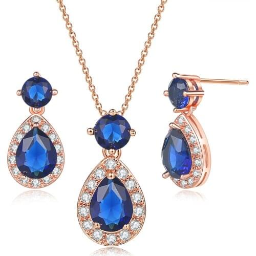 Earrings Necklace Jewelry Sets For Women Lovely Little Bees Austrian Crystals Rose Gold Color 2PCS Gift Fashion Jewelry S512