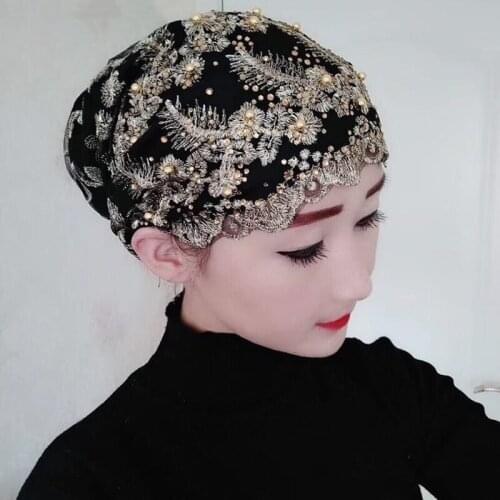 4 Color Muslim Womens Chiffon Hijab Summer New Gold Floral Embroidery Beading Lace Fashion Abaya Hijabs Dubai Turkey Streetwear