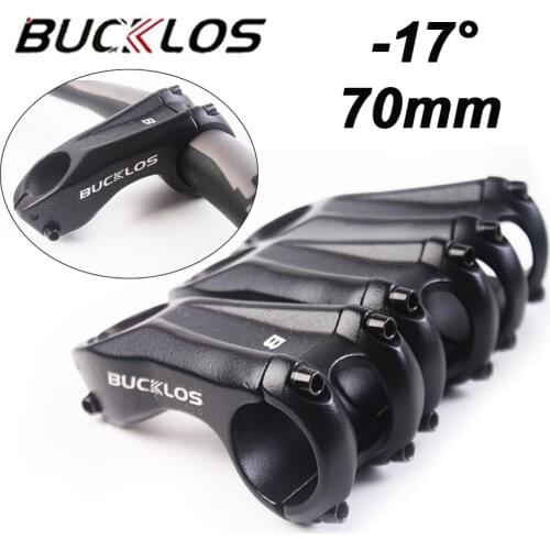 BUCKLOS Bike Stem -17degree 70mm Road Mountain Bike Stem Aluminum Alloy 31.8*28.6 Mm Bicycle Handlebar Stems MTB Part