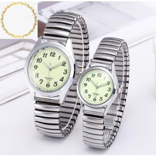 Glow Fashion Vintage Business Women Men Elastic Gold Sliver Quartz Watch Tide Lovers Couple Party Office Gifts Bracelet Watches