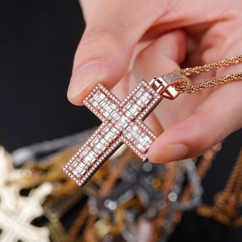 Hip Hop Retro Cross Pendant Full of Zircon Trendy Necklace Pendant Bling