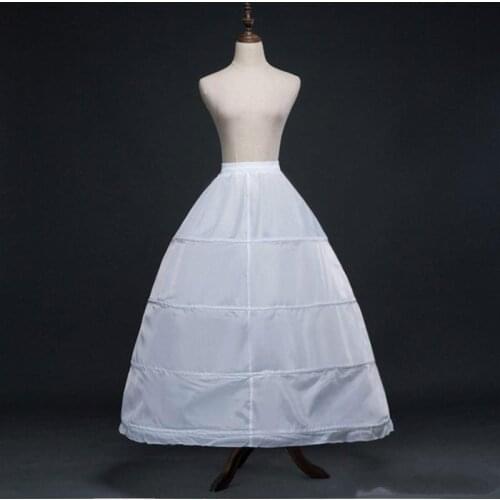 White 4 Hoops Ball Gown Petticoat Wedding Accessories Bride Crinoline Cheap Long Underskirt Velos De Novia Voile De Mariee