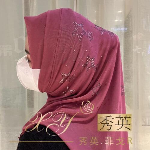 Women Moslem Pearls Beading Viscose Instant Hijabs