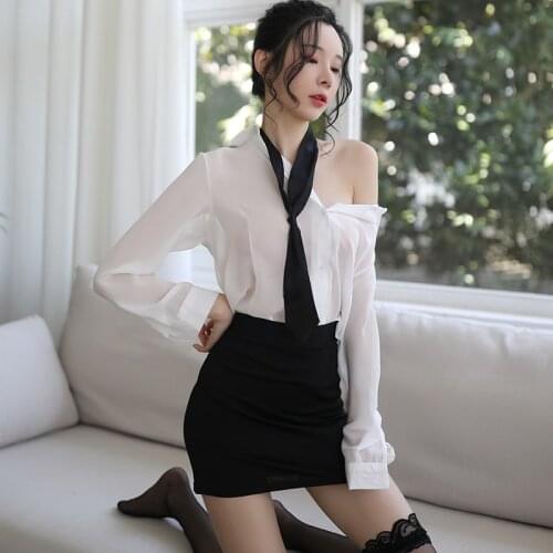Lingerie Sexy Tight Shirt Skirt OL Uniform Seduces Teacher Cosplay Role Play Uniform Costumes Outfits Nightclub Secretary Set