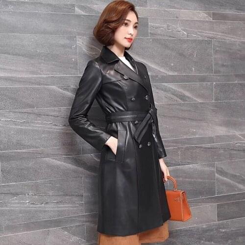 Womens Sheepskin Leather Coat Real Sheep Leather Windbreaker Genuine Leather gl0147
